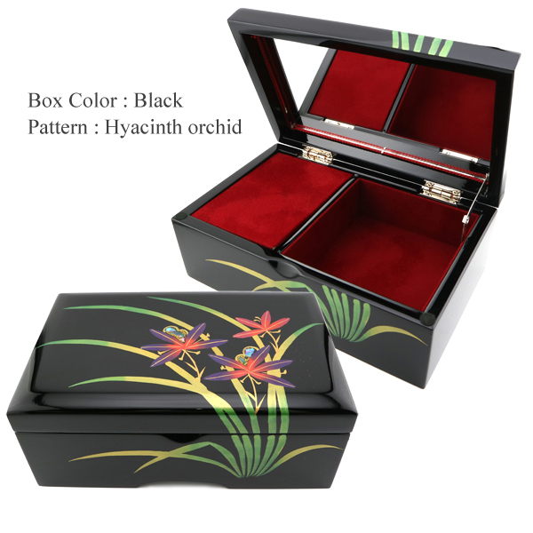 Aizu Lacquerware Jewelry Box -M-(18Note) - musicbox