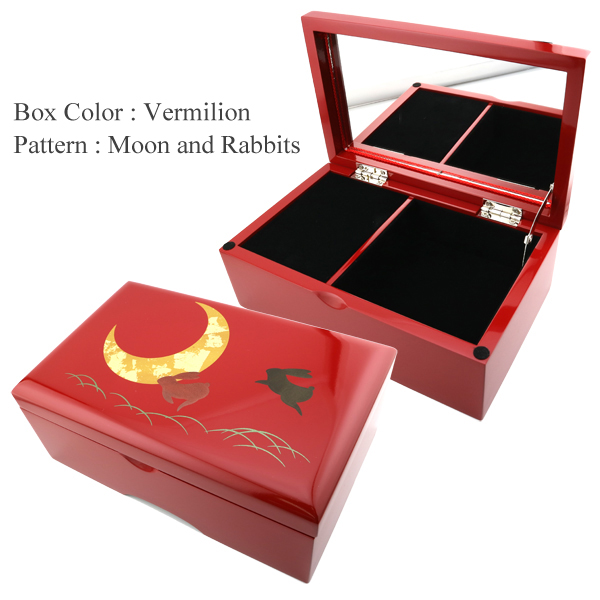Aizu Lacquerware Jewelry Box -M-(18Note) - musicbox